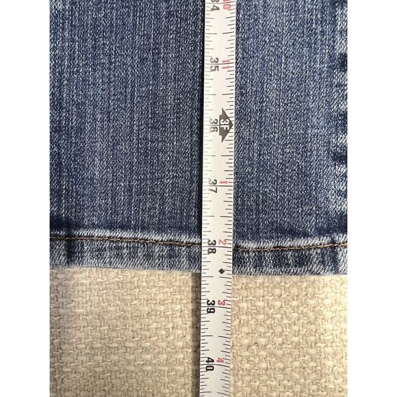 Eileen Fisher Ripped Blue Jeans Organic Cotton Mid-Rise Straight Whiskering Sz 0 - Picture 7 of 13